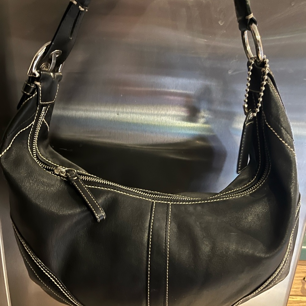 Black leather Coach purse